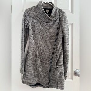 Bench Heather Gray Long Sweater Jacket with Asymmetrical Zipper